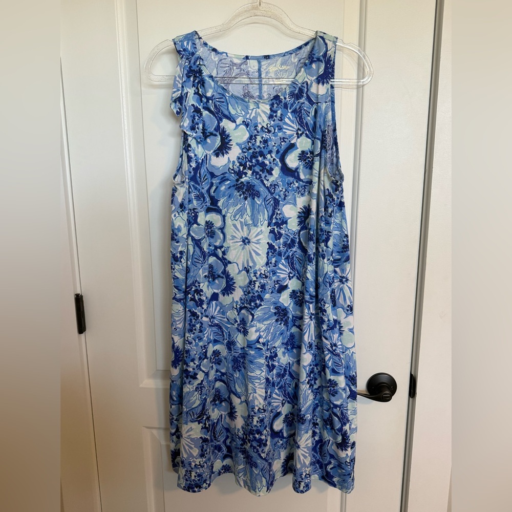 Lilly Pulitzer Luella Swing Dress in "Catch 'N Keep" blue floral size XL